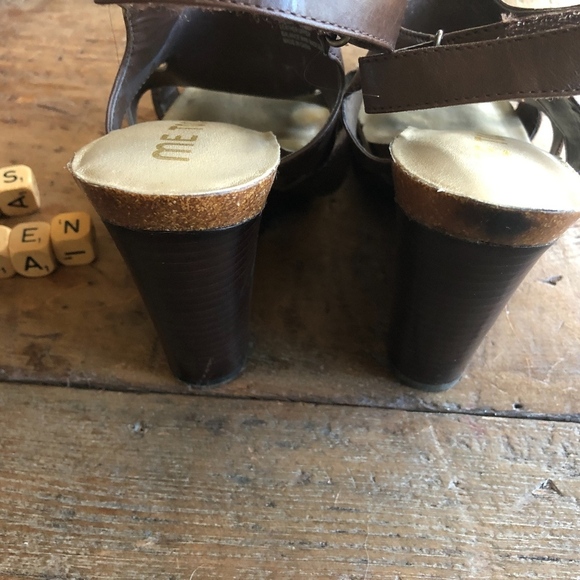 Me Too Fresia Brown Leather Wedge Sandals 7.5 - Picture 4 of 8